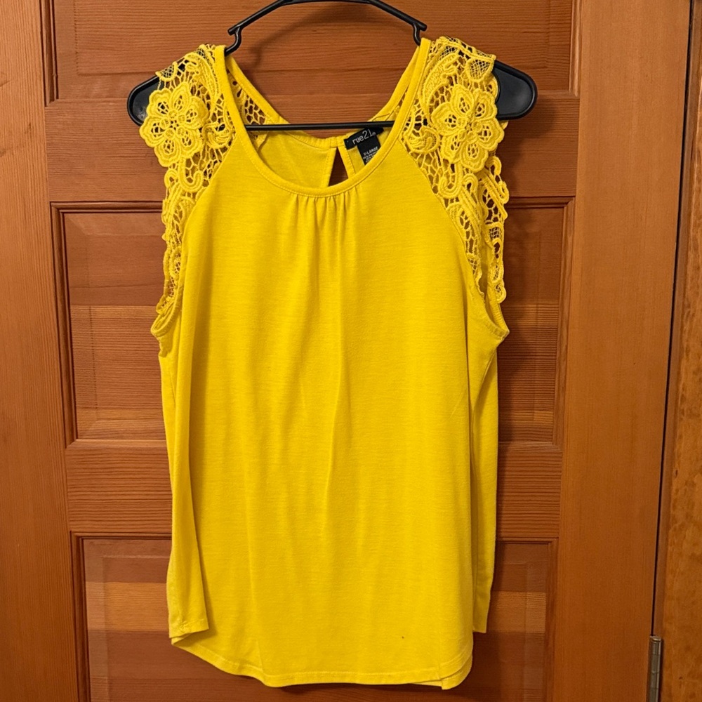 Rue21 Yellow Lace Detail Tank Top
